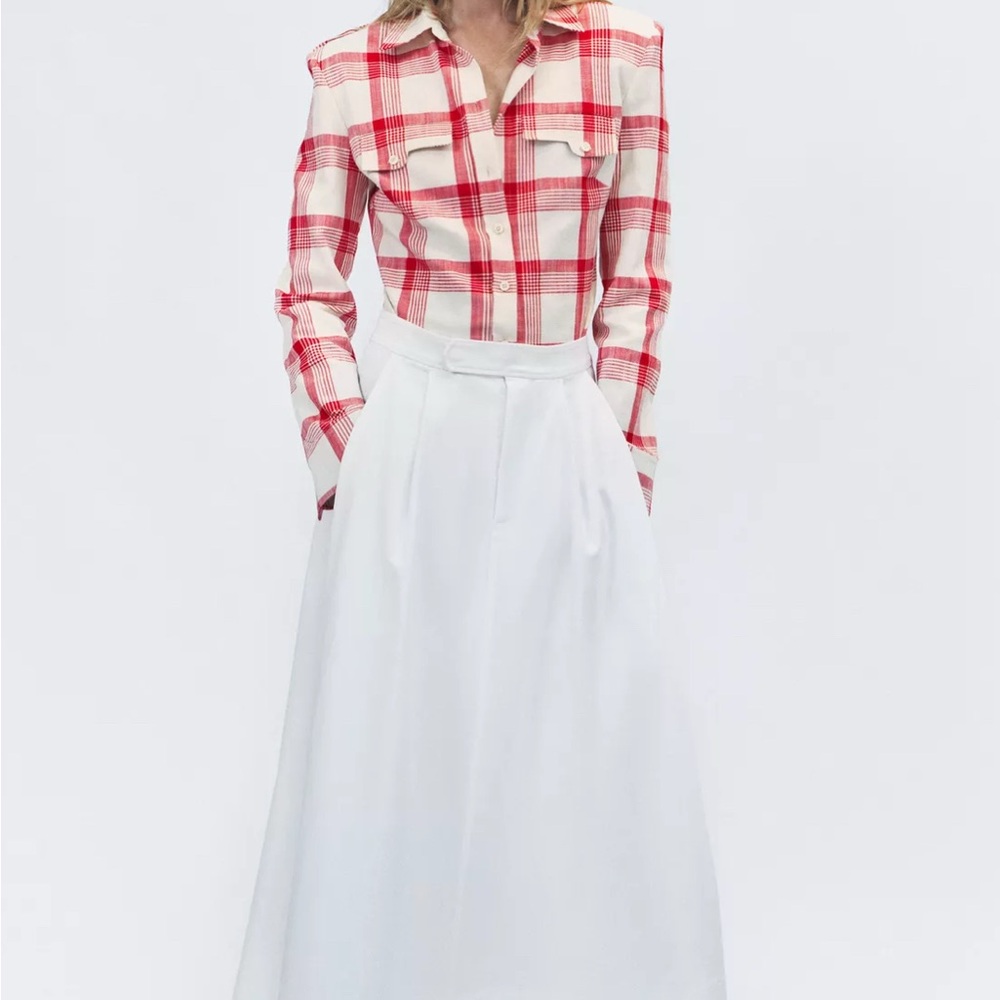 NWT Zara White Midi Cape Skirt ZW Collection Medium